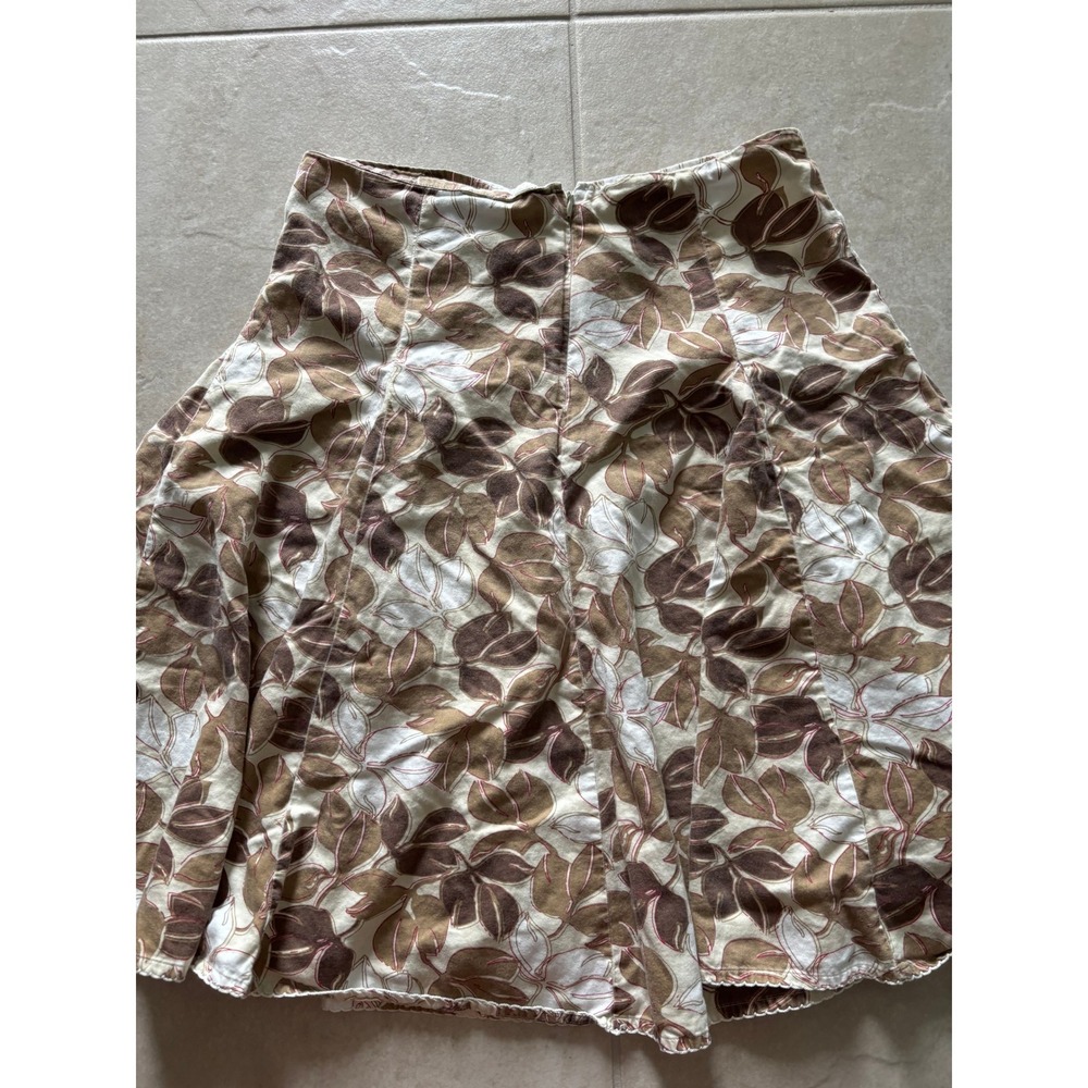 Vintage Merona Skirt Womens 10‎ Brown Leaves Pleated Preppy Y2K Career Coquette - Picture 4 of 8